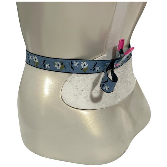 Blue Floral Print Belt Made in Bahrain Size 16 Vintage Fabric Tie - Picture 8 of 10